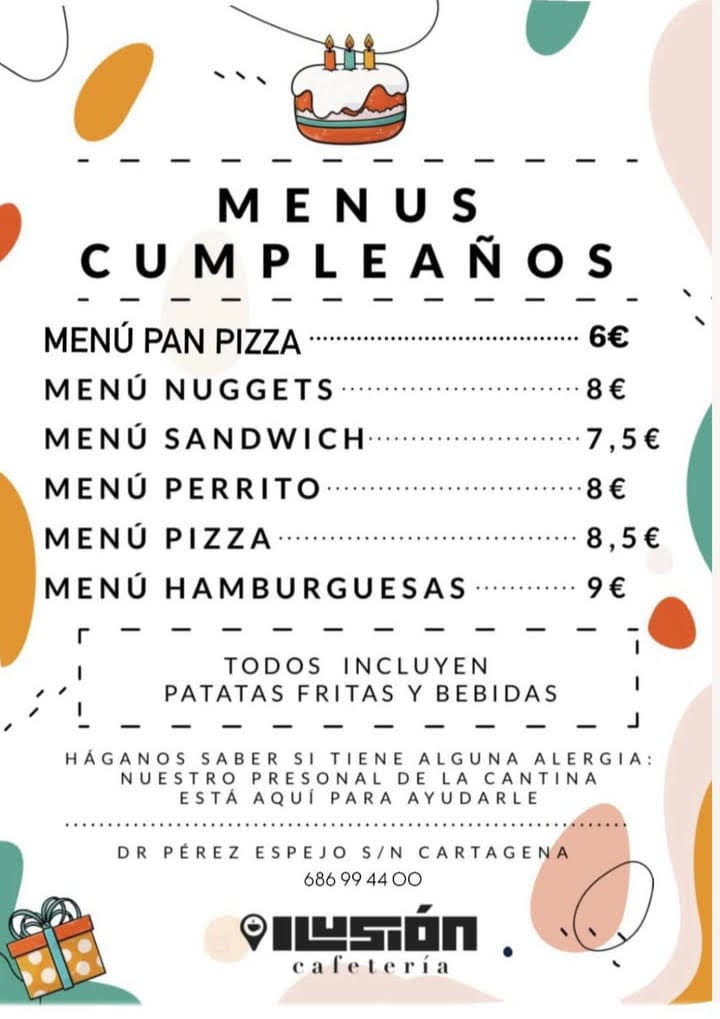 Menú de cumpleaños